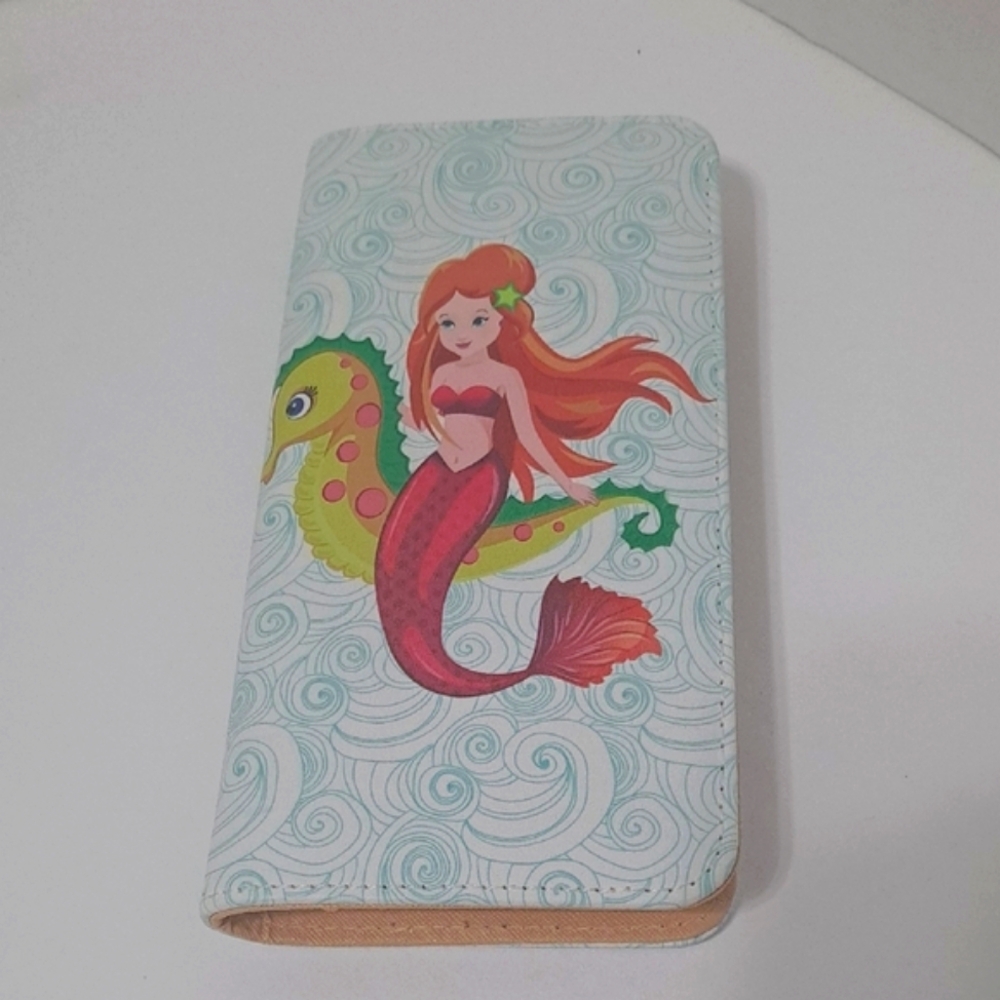 Mermaid & Seahorse Print Long Wallet NWOT